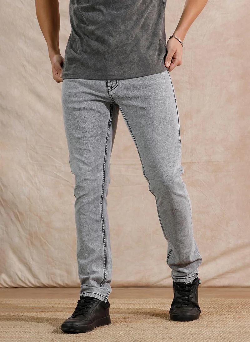 Solid Heavy Fade Slim Fit Jeans | Grey